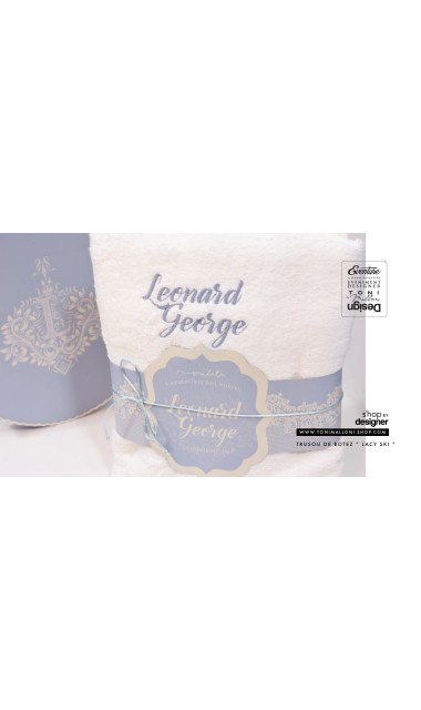 Trusou botez baieti personalizat prin brodare cu numele bebelusului, Lacy Ski 16